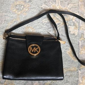 Micheal Kors black leather crossbody bag